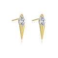 S925 silver gold-tone stud earrings featuring marquise-cut crystals and cone spike drops - 925 Silver / 18K Gold White Stone