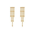 Elegante 18K vergulde kwastjes oorbellen met verticale kettingen en glanzende studs - Goud
