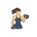 Broche fitness en émail avec femme soulevant des haltères et texte Hard Work Will Pay Off - Texte Inspirant Femme Haltérophilie (xz5633)