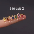 Goldene Dinosaurier Ohrstecker mit bunten Zirkonia im 7er-Set für das Ohrknorpel - Gelber Zirkonia-Stil (1#) / Gold Links