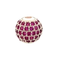 Detail of round silver bead with pavé magenta gemstones and center hole for DIY jewelry - 6mm / Platinum Plated Rose Red Zirconia