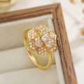 Exquisite 18K gold plated spinning flower ring with sparkling zircon stones in a gift box - Floral Cluster (14536)