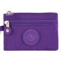 Mini nylon coin purse in purple with dual zippers and durable waterproof fabric - Purple