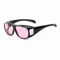 Protective wrap-around safety glasses with black frame and pink translucent lenses - Black Frame Pink Lens