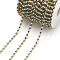 DIY gold chain roll featuring green round zircons and white pearls for jewelry making - 3mm Green