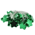 Festive green star-shaped LED string lights with Christmas tree patterns for holiday decor - 1.5m 10 LEDs Steady Battery Green Stars