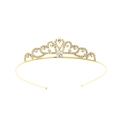 Serre-tête couronne de princesse dorée avec motifs de cœurs et strass étincelants - Couronne de fleurs à cœurs connectés dorée (Style 54)