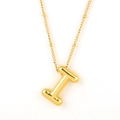 3D bubble letter I pendant necklace in gold finish with elegant snake chain - Gold - I
