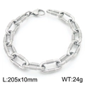Silver stainless steel textured link bracelet 205mm length and 10mm width for men and women - Silver Circular Link Chain Style (KB189708-Z)