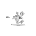 Ohrstecker Silber mit Herz-Zirkonia, Flügel und Krone mit Schraubverschluss - 4# Teufelsherz (Rechts) - Silber
