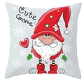 Detail of Christmas gnome pillowcase featuring red cartoon illustration on white fabric - Style 20