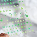 Self-adhesive nail art stickers featuring green gradient heart patterns, model KX096 - Green Hearts (KX096)