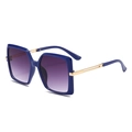 Gafas de sol cuadradas azules clásicas con lentes degradadas púrpuras y patillas oro - Montura Azul Lentes Grises Degradadas