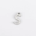 Polished silver stainless steel letter S pendant with jump ring for DIY jewelry making - S (Bracelet Accessory) / Steel