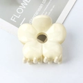 Beige five-petal flower hair claw clip with a glossy finish and minimalist resin design - Glossy Yellowish Beige