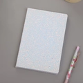 Sparkling light blue sequin notebook with fine glitter cover and cherry pen detail - Gray