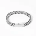 Bracciale a doppia fila intrecciata in acciaio inossidabile con fibbia quadrata - Argento (A1001)