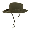 Army green wide brim sun hat with adjustable windproof cord and side press buttons - 58cm / Army Green