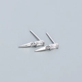 Boucles d'oreilles en argent 925 avec zircon carré et pendentifs cônes argentés - Platine (Pierre Blanche)
