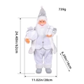 Père Noël de 60cm en costume blanc et argenté avec sac et boîte de cadeaux - Style Sac Cadeau Argenté (L2-27)