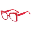 Occhiali anti-luce blu gatto rossi oversize alla moda con lenti trasparenti - Montatura Rossa