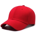 Classic red six-panel cotton baseball cap with adjustable strap and breathable eyelets - Red