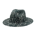 Chapeau fedora unisexe en laine à motif serpent avec bord plat et calotte goutte - Taille unique / Style Imprimé Serpent Gris Blanc Noir (款1)