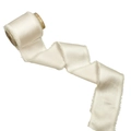 Creamy white frayed edge silk ribbon roll on a wooden spool for wedding decor - 4CM X5 Yards (Without Wood Spool) / Off White