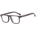Fashion square retro sunglasses with matte dark frame and silver double stud rivets - Transparent Grey Clear Anti-Blue Lens