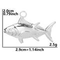 Detail view of silver fish pendant showing dimensions 2.0x2.9cm and 2.5g weight - Steel Color - Pendant Only
