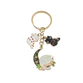 Cute enamel keychain with black and white kittens and a blue cat on a crescent moon - Enamel Moon Cat Style (ER559)