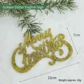 Golden glitter Merry Christmas sign hanging ornament for tree, size 15x7cm, weight 16g - Gold