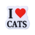 White silicone focal bead with I Love Cats pattern and red heart for baby teether chains - I Love Cats