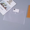 Thickened A4 transparent document bag with snap button and business card slot - White with Label