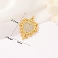 Colgante de corazón dorado con circonitas micro-pave, diseño corona y ángel, 33.8x24mm - Corona del Sagrado Corazón (H-11637)