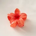 Large gradient coral orange frangipani flower hair claw clip with glossy resin finish - Orange Red [8cm Large]