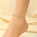 Bracelet de cheville en acier inoxydable doré 18k avec pendentifs œil et croix sur cheville - Style Croix Zircone (KJ4172-SXSJ)