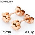 Orecchini a perno minimalisti con impronta di zampa in oro rosa per donna in acciaio 6mm - Orecchini a Lobo con Impronta di Zampa Oro Rosa