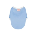 Camiseta azul claro para perro con ribete blanco y parche rosa de osito tierno - S / Azul