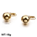 12mm golden stainless steel ball earrings with polished finish and leverback closure - 12mm Gold Leverback Style