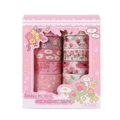 Rosa Blumen Washi Tape Set mit 8 Rollen und dekorativen Goldfolien-Verzierungen - Blütenzeit Romantik