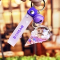 Purple unicorn ice cream keychain with liquid glitter and silicone wrist strap - Ice Cream Unicorn-Purple