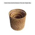 4-piece set of natural woven hollow cylinders for kitchen storage and snack serving - Rattan Hollow Cylinder 4-Piece Set