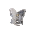 Pinza para el pelo de mariposa con patrón de mármol gris y muelle dorado - Embalaje Individual / Gris Mariposa 6.5cm