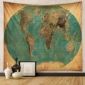 Detailansicht eines Retro-Weltkarten-Wandteppichs mit Vintage-Pergament-Textur für Deko - Gt427-8 / 73X95CM (Gebürsteter Stoff)