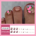 Press-on toenails with hand-painted pink rose designs and French tips, model JY110-B7 - JY110-B7 Rose Garden