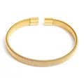 Gold plated woven titanium steel open bangle with refined spring coil texture - Spring Pattern 3 / Gold