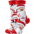 Christmas crew socks with festive Santa, snowman, and penguin cartoon patterns - 37-44 / Full Santa Claus