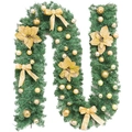 Luxurious 2.7m dense Christmas garland with gold poinsettias and champagne ornaments - 2.7M Gold Decoration