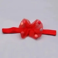 Bandeau bébé rouge avec nœud en tulle et pompons colorés sur tissu côtelé doux - Petit Pompon Rouge